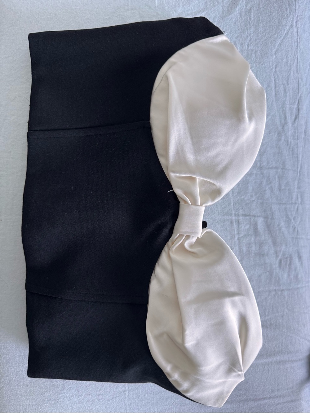 Dynamite Black and Cream Strapless Bow Accent Dress